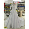 Aoliweiya Bead/Pearl/Rhinestone/Crystal Wedding Dresses with 3/4 Sleeves